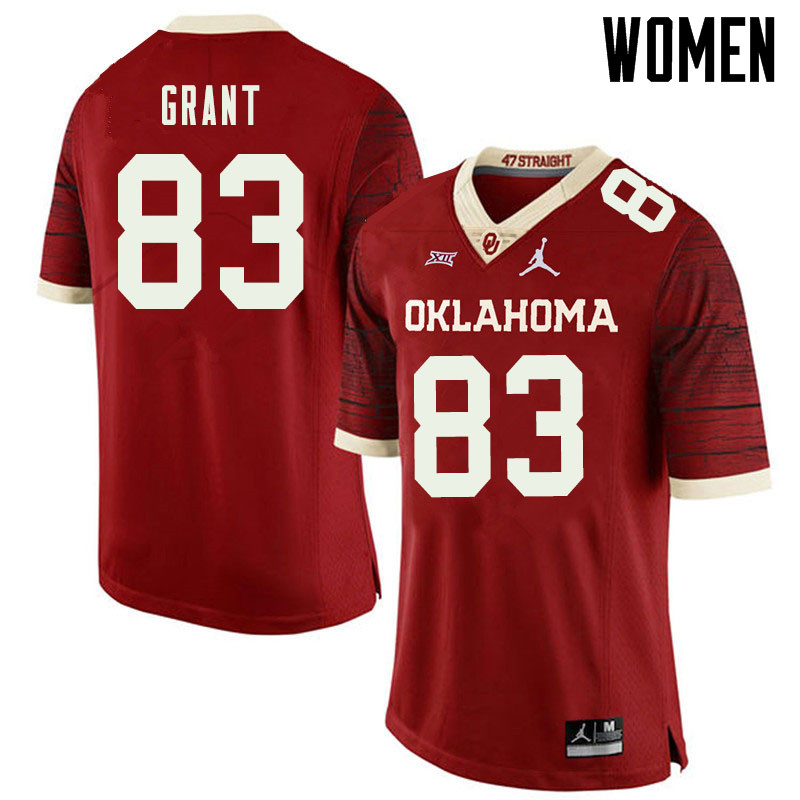 Jordan Brand Women #83 Cason Grant Oklahoma Sooners College Football Jerseys Sale-Retro